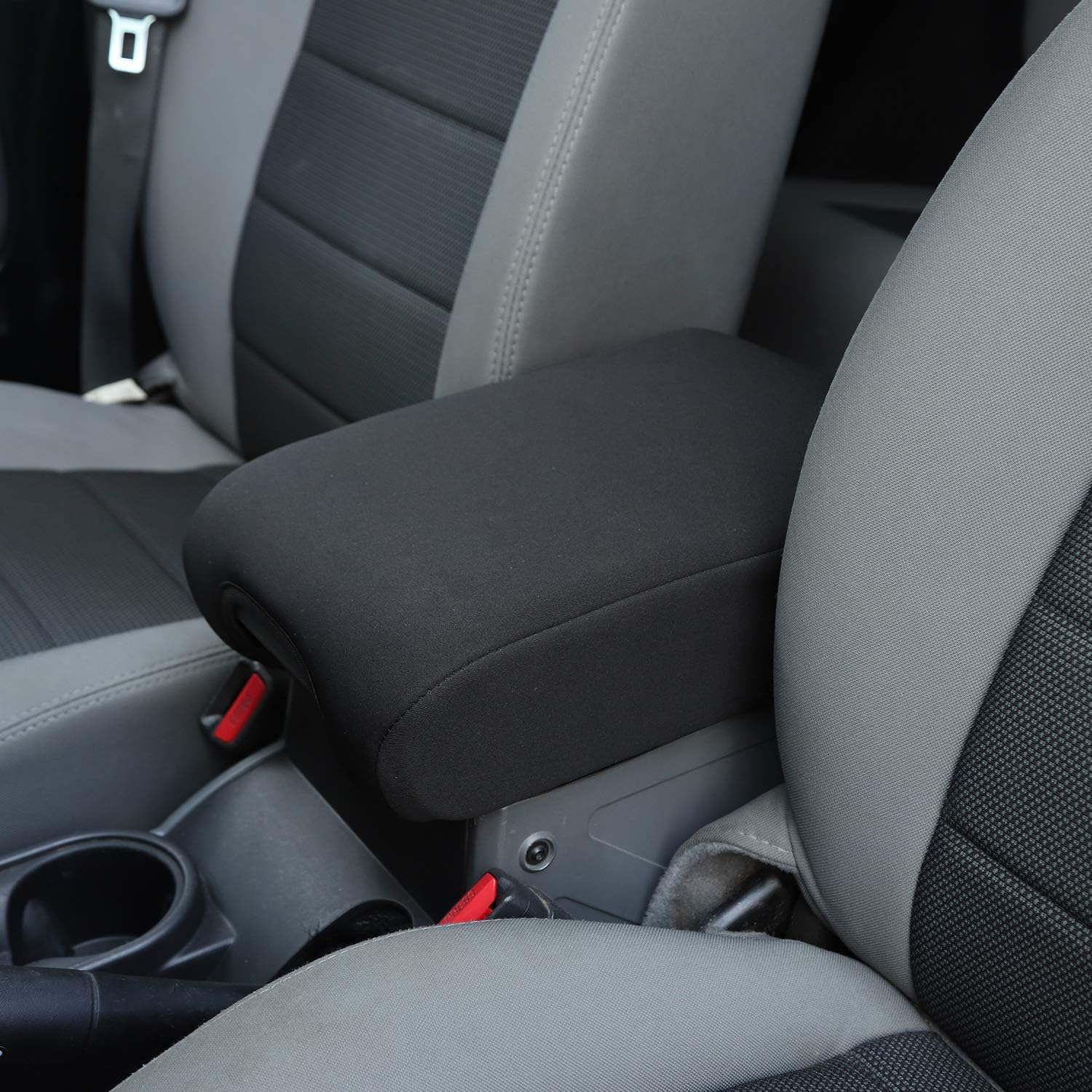 JeCar Center Console Cover Armrest Pad Cover for 2007-2010 Jeep Wrangler JK JKU Sahara Sport Rubicon X, Black