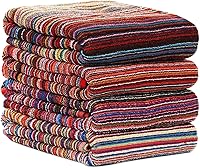 Vista 5 de BolBom*S Juego de 4 toallas de baño, 30 x 60 pulgadas, grandes, 100% algodón, a rayas, suaves, absorbentes y de secado rápido, para baño, piscina