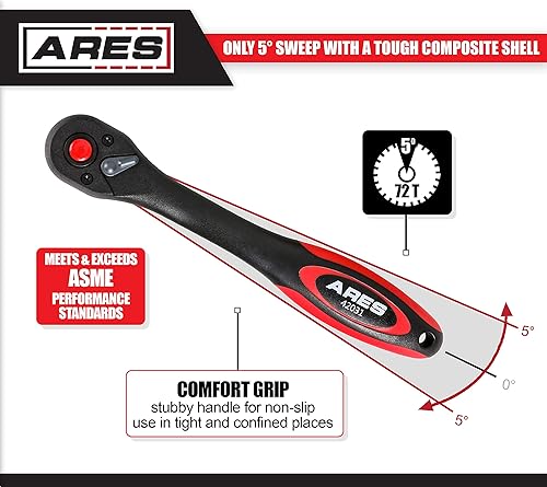 Miniatura 2 de ARES 42078 - Trinquete extensible de liberación rápida de 34 pulgadas - Engranaje de 72 dientes con barrido de 5 grados - El mango se extiende de
