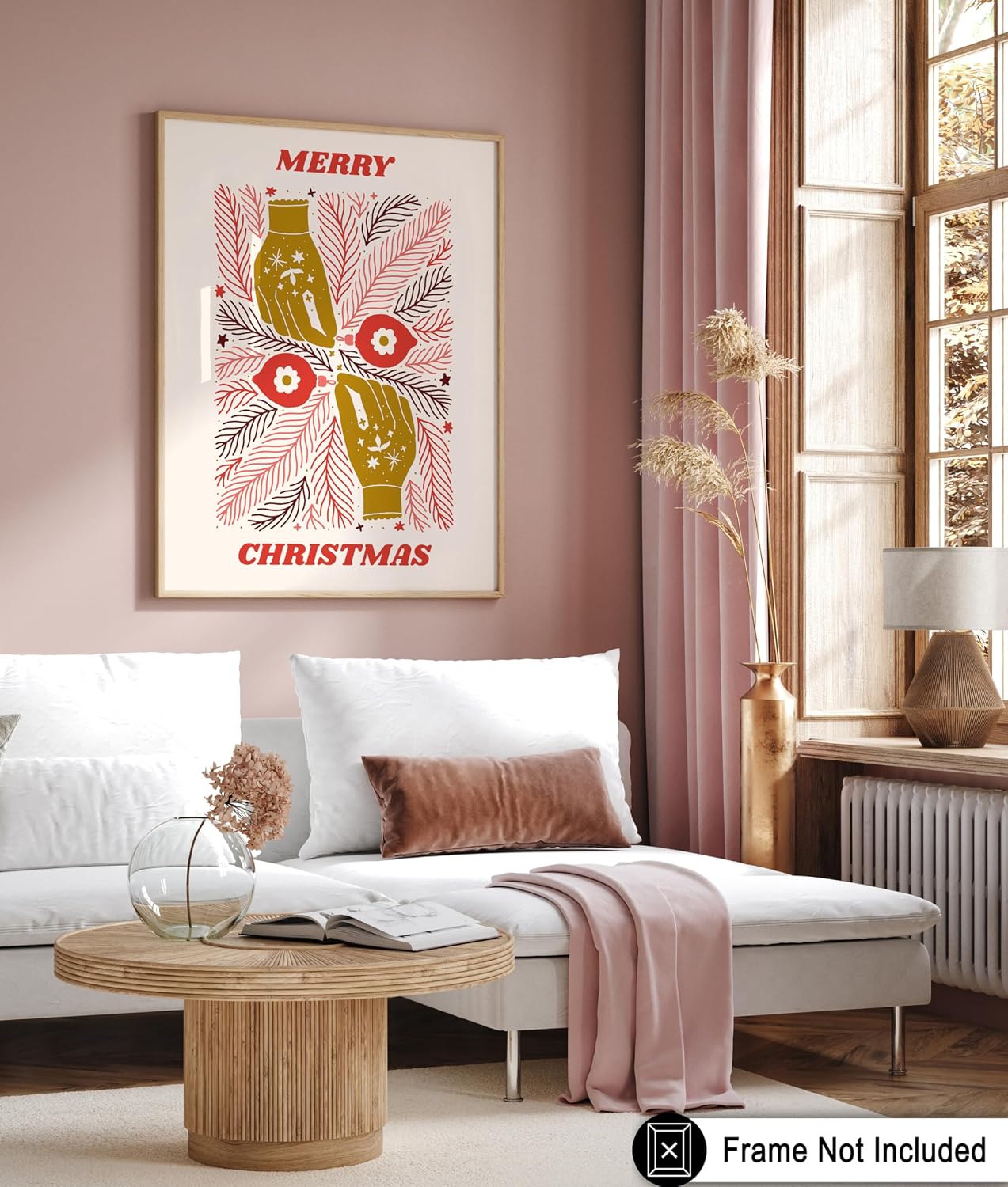 Poster Master Ornamental Print - Merry Christmas Poster - Modern Art - Holiday Wall Design - Gift for Men & Women - Chic Decor for Office, Living Room or Bedroom - 8x10 UNFRAMED Wall Art