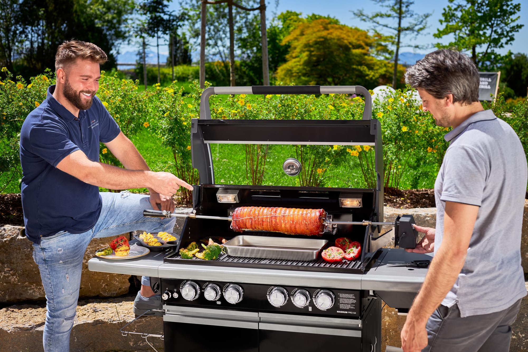 RÖSLE Spiedo per girarrosto, spina per girarrosto per stazioni BBQ RÖSLE per VIDERO G4/G6 e MAGNUM G4, capacità di carico 10 kg, acciaio inox 18/10