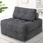 Folding Sofa Bed, Convertible Sleeper Chair with Handle& Back Support Foldable Floor Sofa Comfy Chair Bed, Boneless Couch for Living Room Bedroom Apartment,Beige,Twin