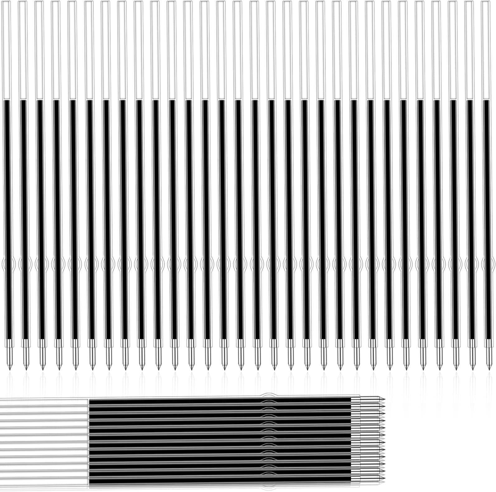 60 Pcs Retractable Pen Refills Black Ballpoint, 0.7mm Black Ballpoint Refills, Smooth Biro Ink for Office Signatures and Study Writing