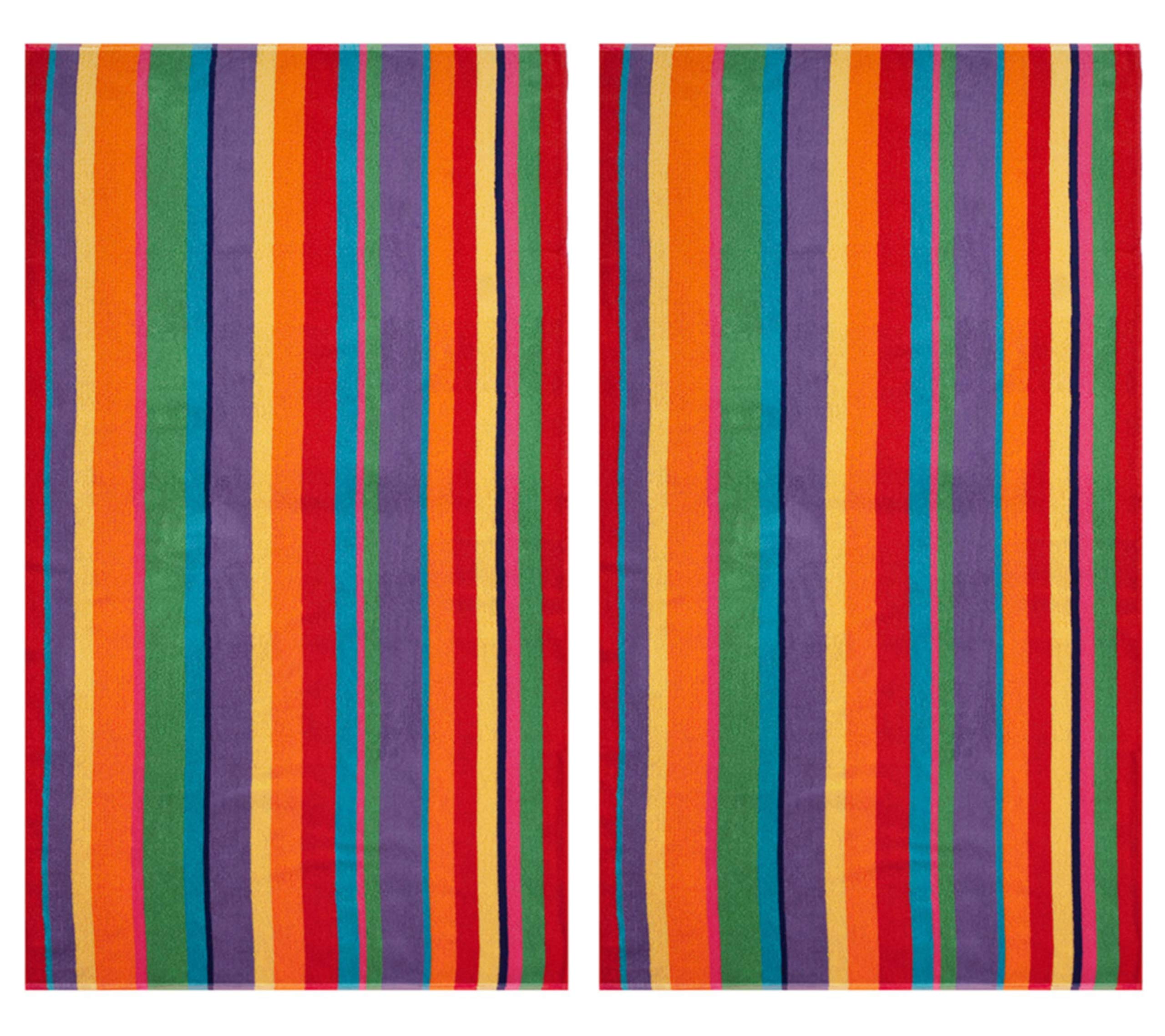 COTTON CRAFT Summer of Siam Oversized Beach Towel - 2 Pack XL 39x68 inches - Pure Cotton - Thick Plush Super Soft Absorbent Luxurious Velour Pile -