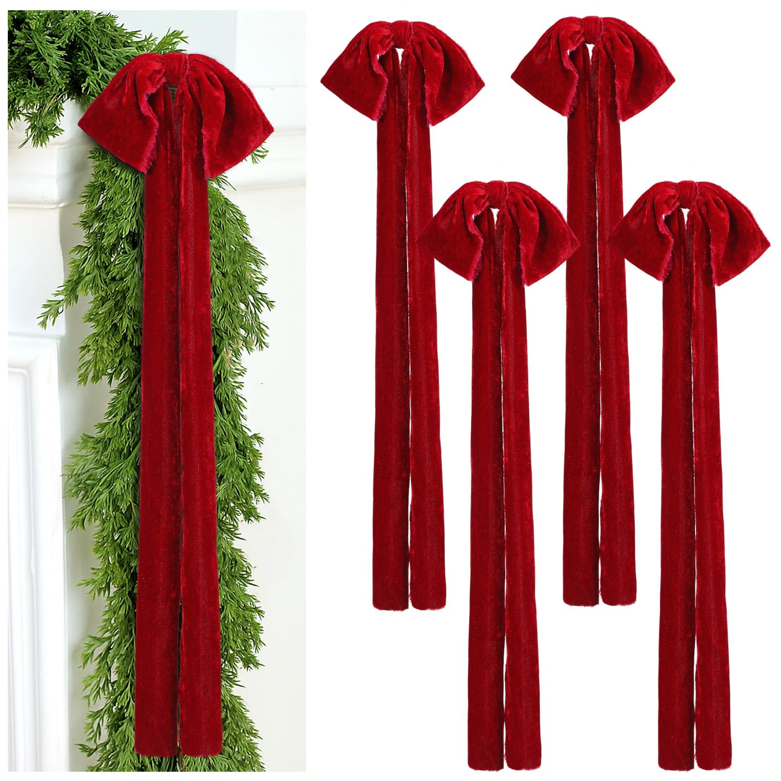 Snapklik.com : Daifunli 4 Pcs Large Velvet Bows For Christmas Tree 35.5 ...