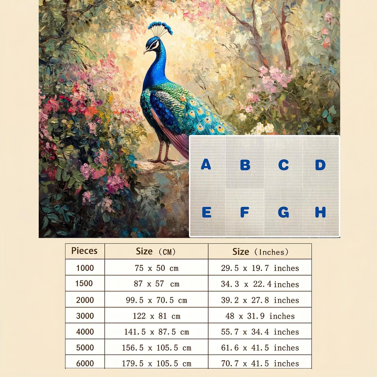 Puzzle 3000 Pezzi Classici, Puzzle Pavone giardino 122 x 81 cm, Gioco Educativo e Antistress in Legno con Poster Incluso, Ttività DIY per Famiglia, Regalo per Appassionati, Decor Parete Casa, f0-587