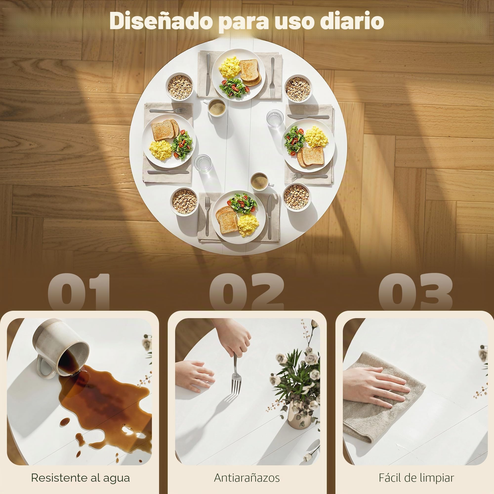 HOMCOM Mesa Comedor pleg. extens. Espacios pequeños Arm. Acero Blanco | Mesa abatible, escritorio de cocina plegable.