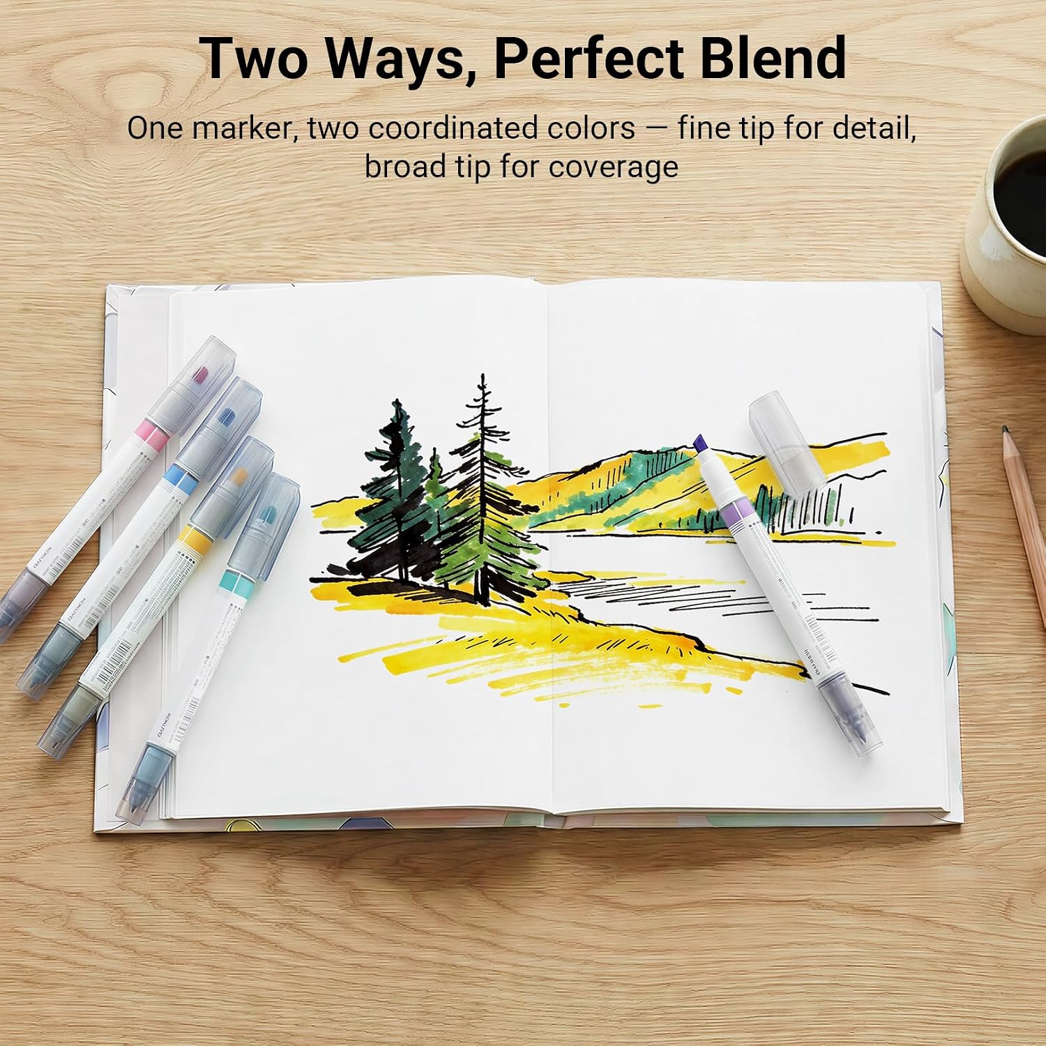 KOKUYO Pastel Highlighters, Dual-Tip Highlighter Markers for Bible in Assorted Colors, Fine & Chisel Tip No Bleed Quick-Dry for Journals, Planners, Notes, Pastel Colors (PM-MT200-5S)
