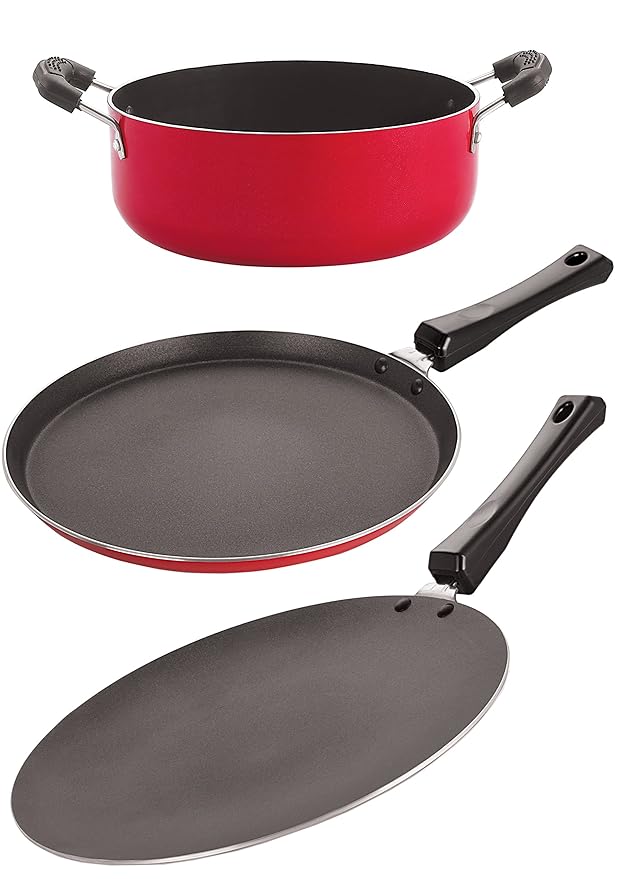 Nirlon Non-Stick Aluminium 3 Layer Coated Gas Compatible Durable Cookware Combo Set Offer