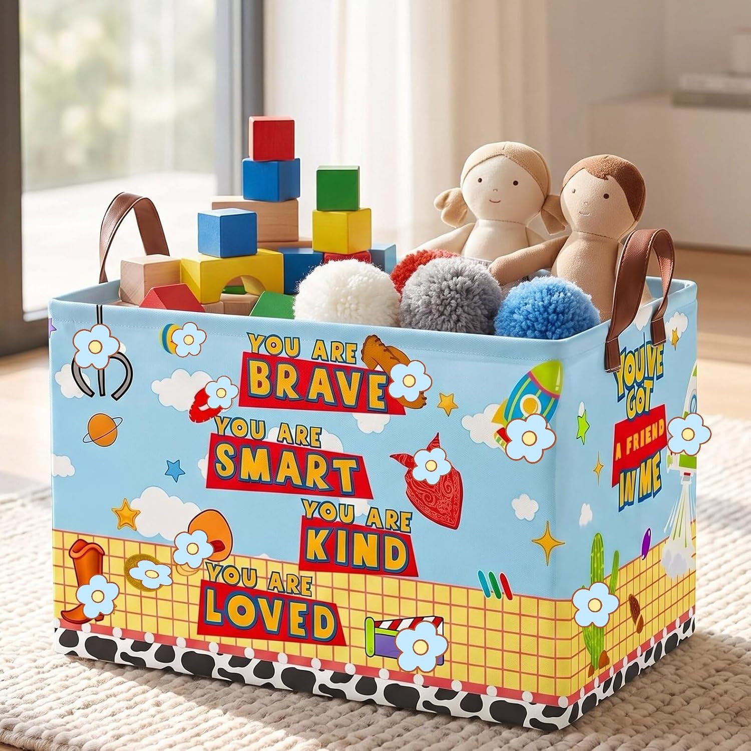 Toy Cow Print Storage Laundry Basket,Cartoon Story Birthday Gifts for Boys