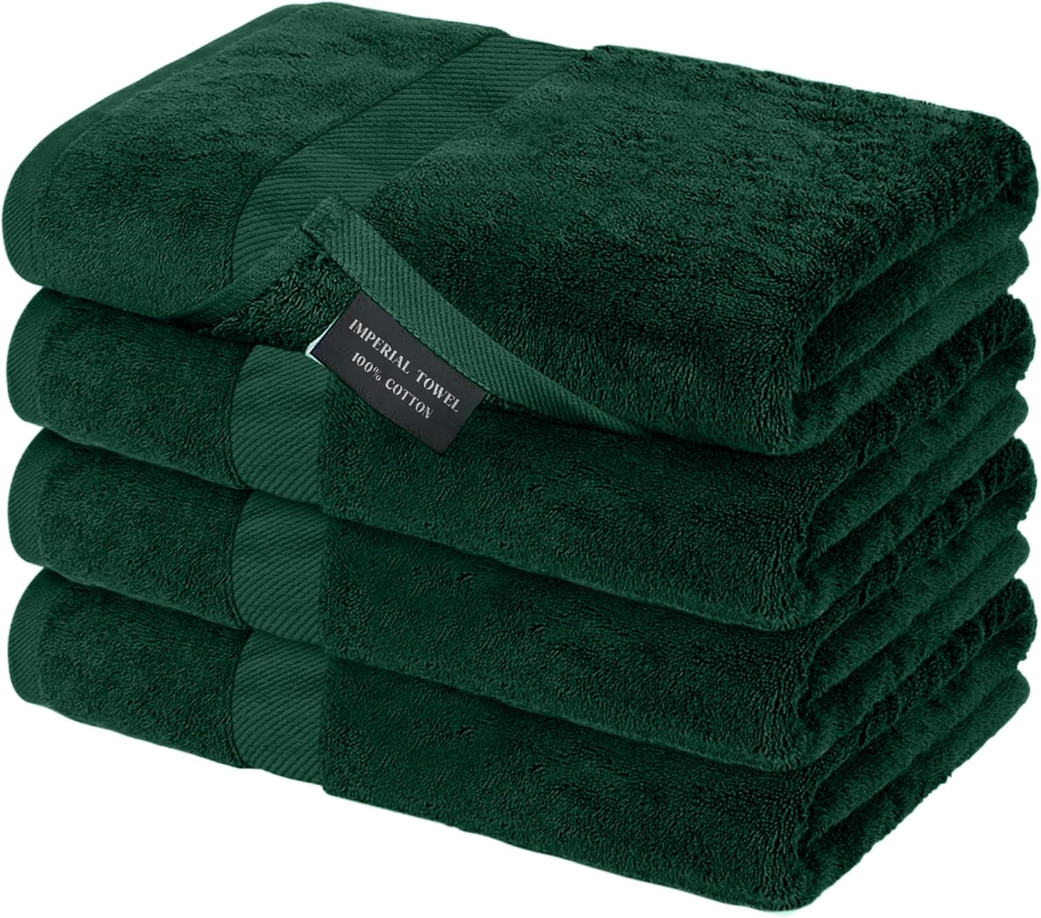 Canadian Linen Imperial Basic 4 Pack Hunter Green Bath Towels Set for