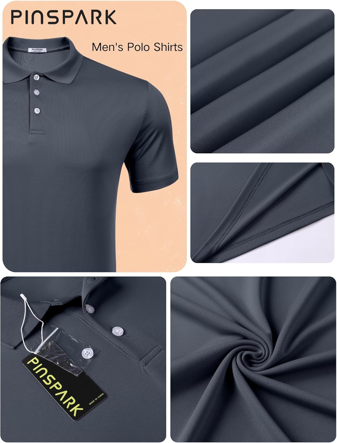 PINSPARK Golf Polo Shirts for Men Quick Dry Short Sleeve Collared Shirt Slim Fit Summer Casual Polos Shirt - Image 5