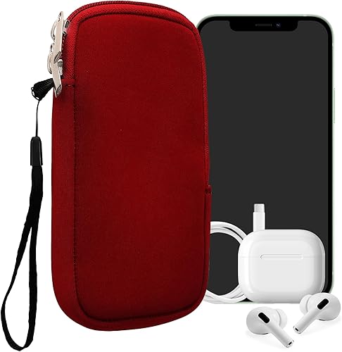 Miniatura 49 de kwmobile Bolsa de neopreno para teléfono tamaño XL - 6.7/6.8 pulgadas - Funda universal para celular con cremallera, correa para la muñeca, amarillo