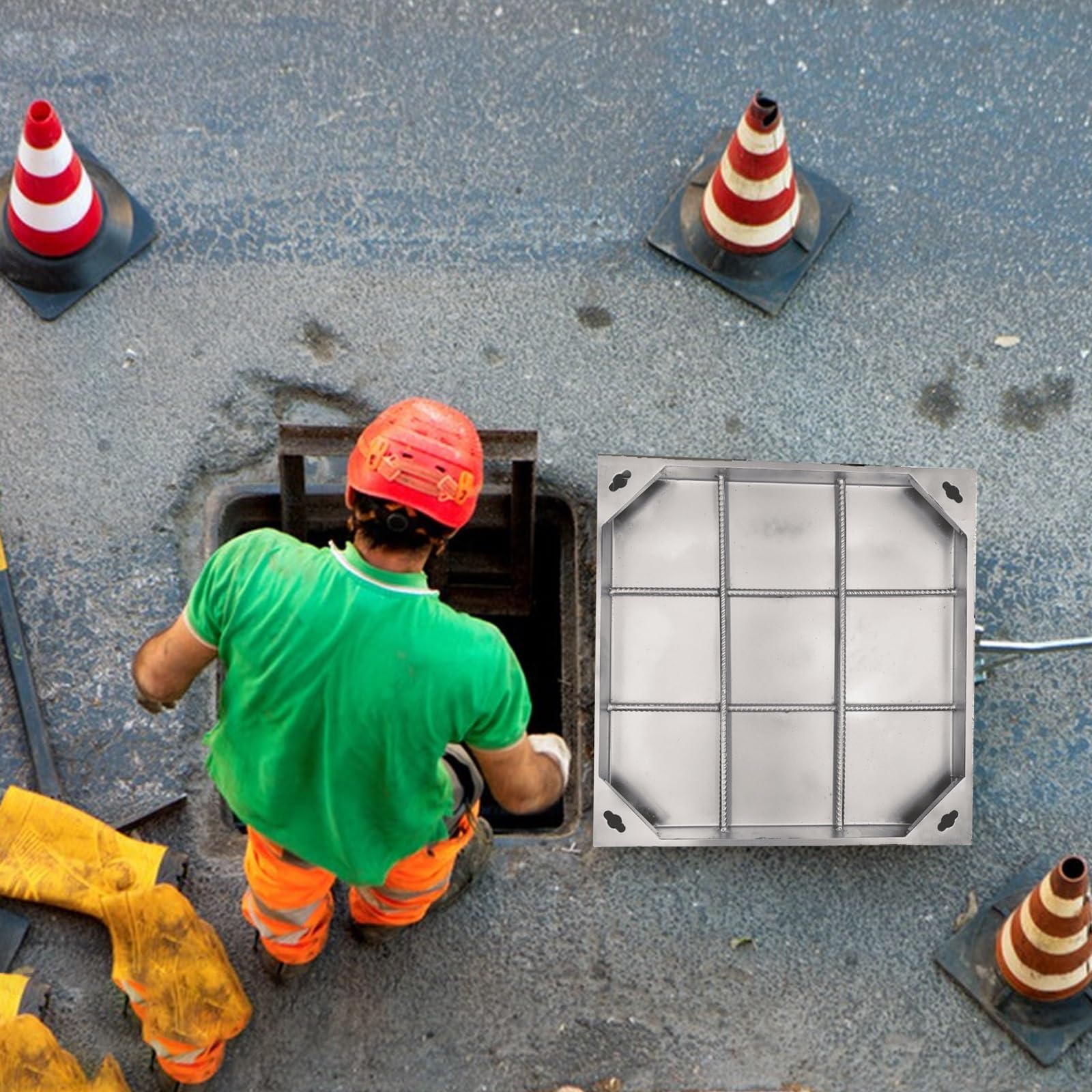 GJMSSMY Recessed Manhole Cover underground access panel inspection chamber heavy duty garden paving frame