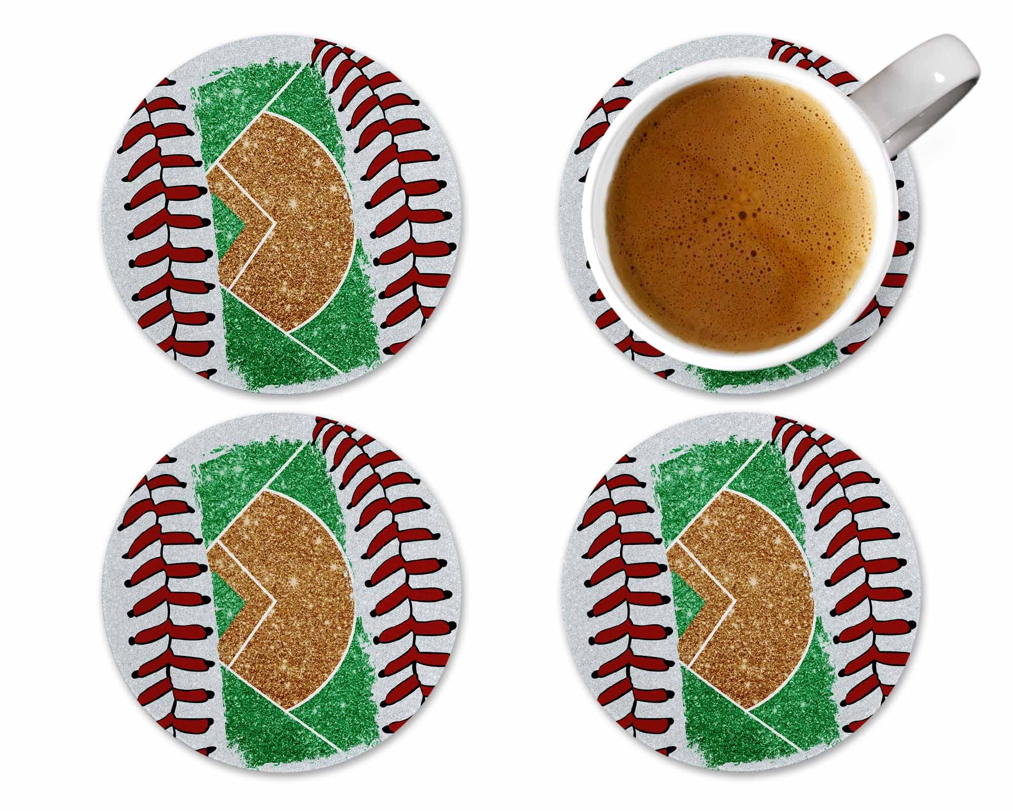 The Painted Pug Baseball Field Neoprene Coasters