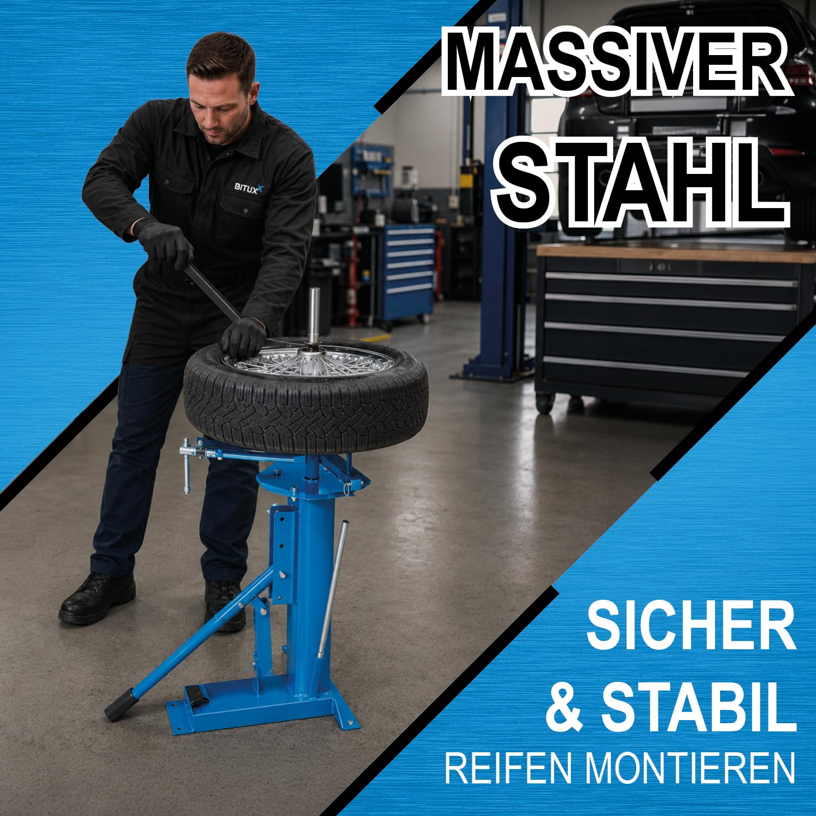 Bituxx Reifenmontiermaschine Reifenmontiergerät Montagegerät Reifenmontagegerät Reifenmontagemaschinen Motorrad PKW Anhänger von 4 bis 19 Zoll