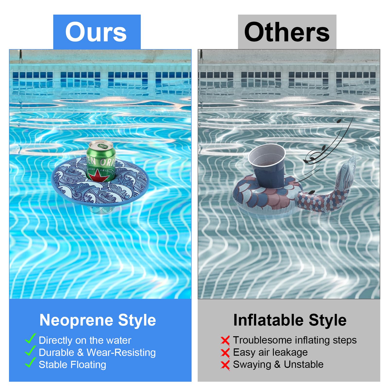Bandeja Flotante para Piscina Neopreno Soporte Bebidas Latas Cerveza Flotadores Pool Float Posavasos Piscina Mesa Portavasos Accesorios para Adulto Fiestas de Piscina de Verano