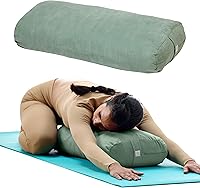 Gaiam Round Yoga Bolster Pillow - Soft Cotton-Filled Meditation Cushion with Handle for Yoga, Massage & Back Support