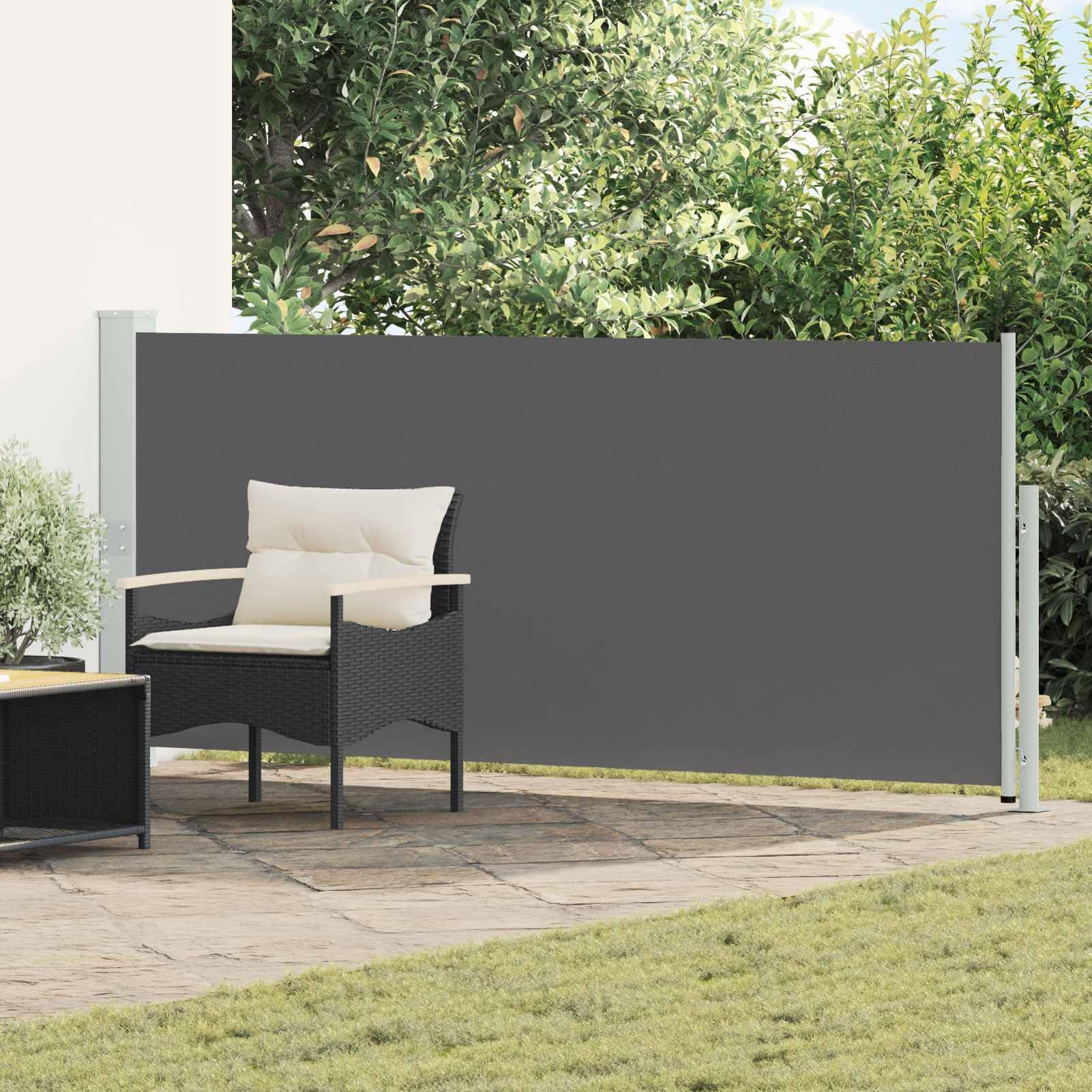 Markiza boczna antracytowa, 500 x 140 cm, poliester, stal, zwijana | Odporna na promieniowanie UV, wodoodporna, automatycznie zwijana, w zestawie zestaw montażowy, na taras/do ogrodu