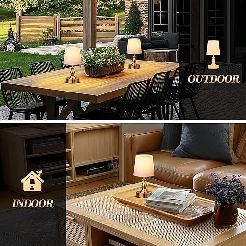 Miniatura 6 de PARTPHONER Mini lámpara de mesa LED inalámbrica, lámpara recargable de 5200 mAh, brillo de 3 niveles, lámpara de escritorio regulable táctil, luz