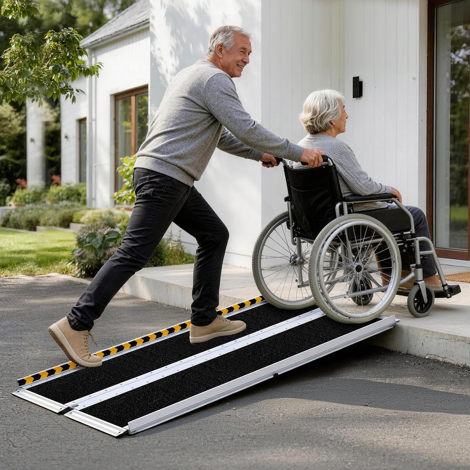 VEVOR Rampa para Silla de Ruedas Plegable de Aluminio 1520 x 745 mm, Rampa de Umbral Antideslizante con Capacidad de Carga 362,9 kg para Puertas, Entradas, Escaleras, Andadores, Scooters y Uso Diario