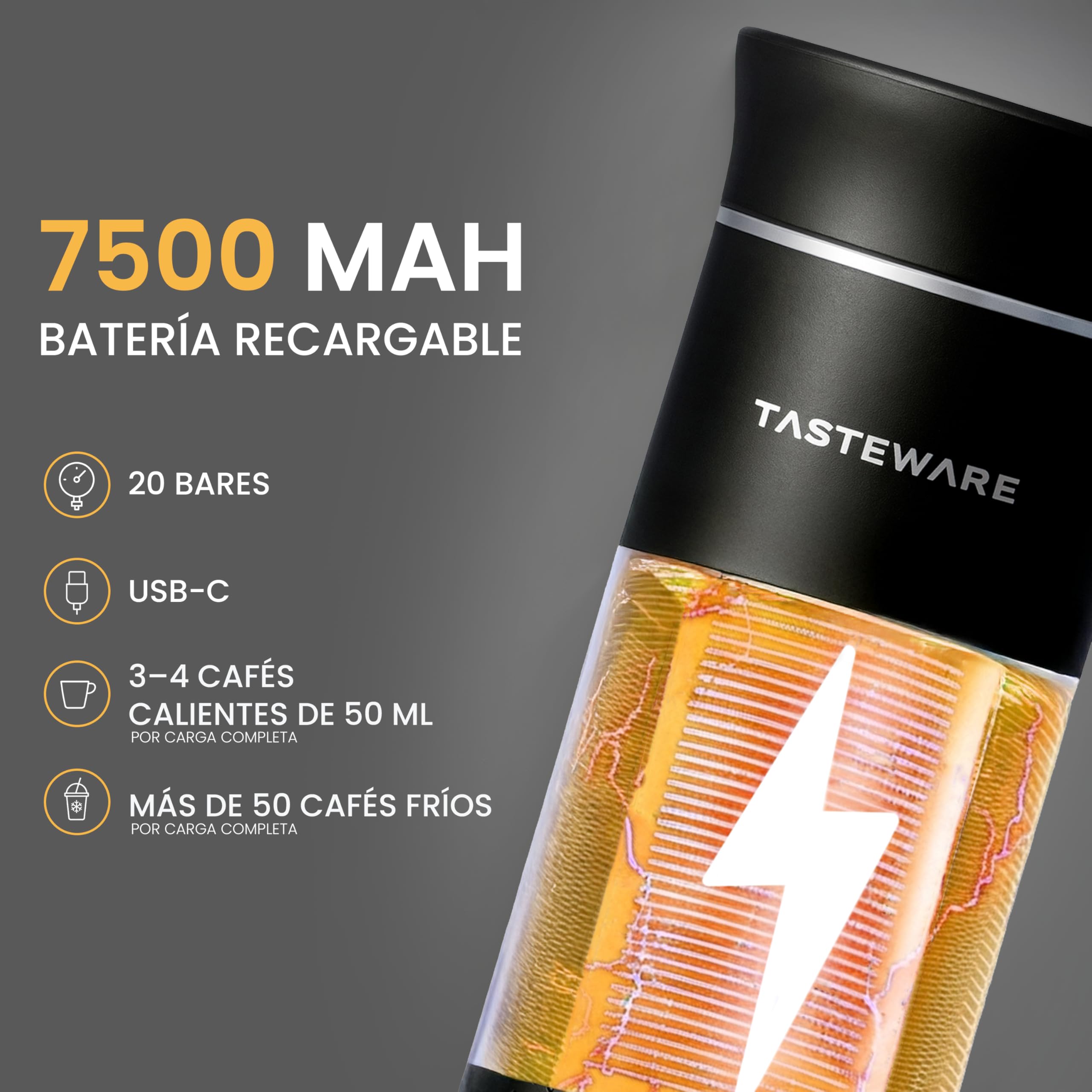 Cafetera Portatil Capsulas - Cafetera Portátil de Espresso 3 en 1, Máquina de café portátil, Para cápsulas pequeñas o grandes y café molido, Cafetera de viaje portatil individual