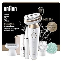 Braun Silk Epil 9 Flex SkinSpa Epilatore Elettrico Donna Testina Flessibile 360°, Epilazione Semplice, Rasoio Elettrico Donna, Pelle Liscia, Wet&Dry, Con Epilatore Viso FaceSpa E Mini Depilatore Viso