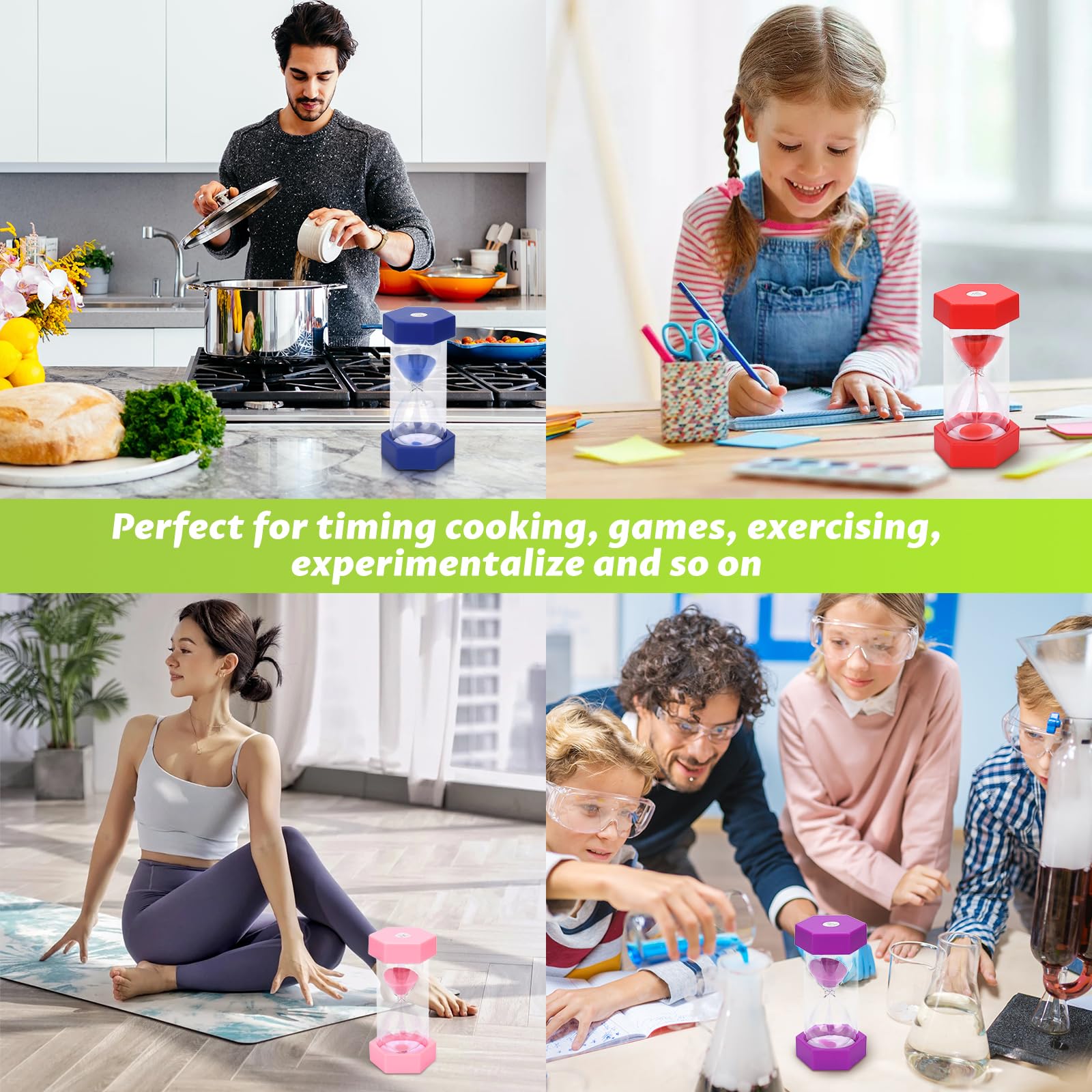 Set 5 Clessidre A Sabbia Colorata - Timer Da 3,5,10,15,30 Minuti | Per Cucina, Giochi, Ufficio - Foto 6