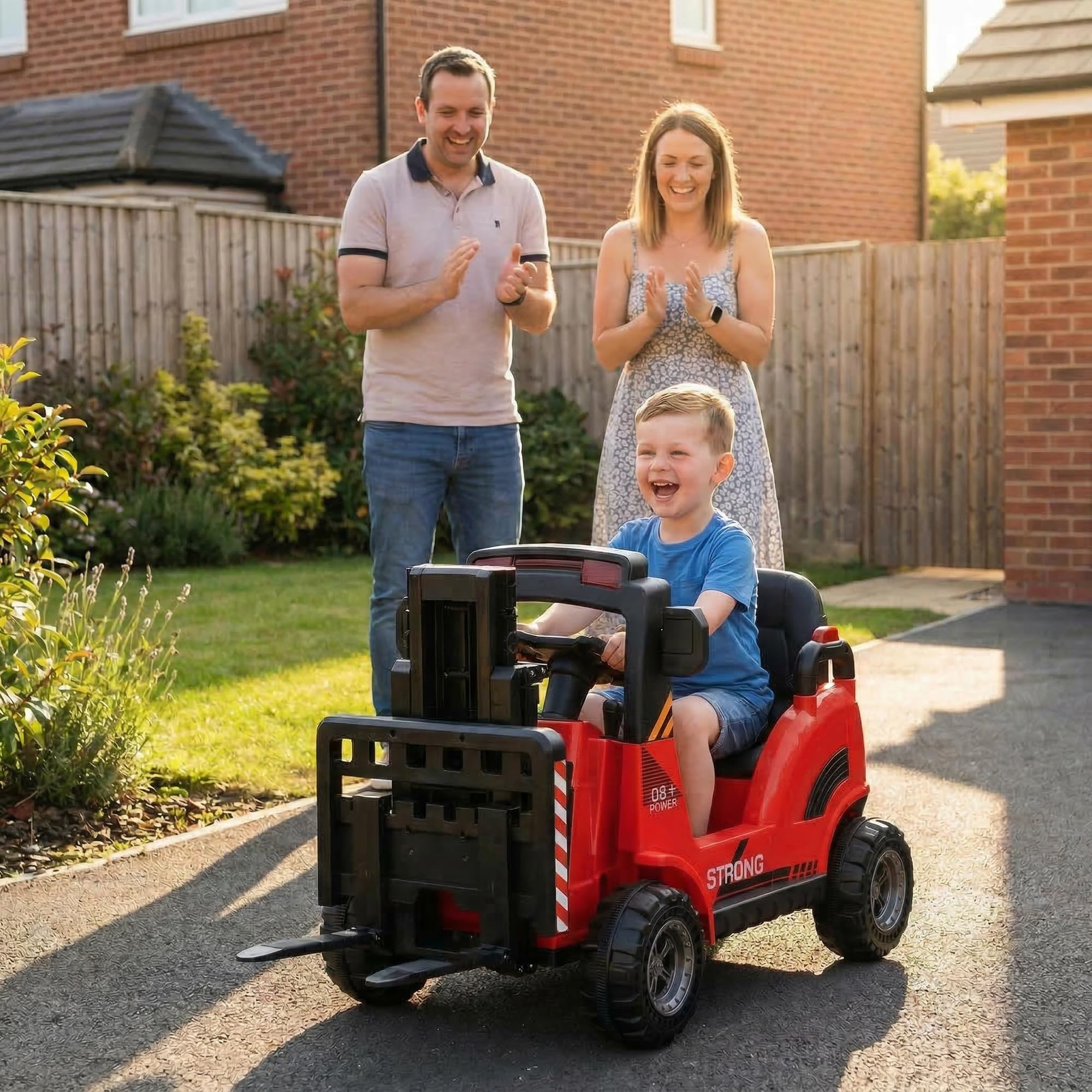 12V Tracteur Électrique Enfant avec Fourche de Levage et Plateau Détachable