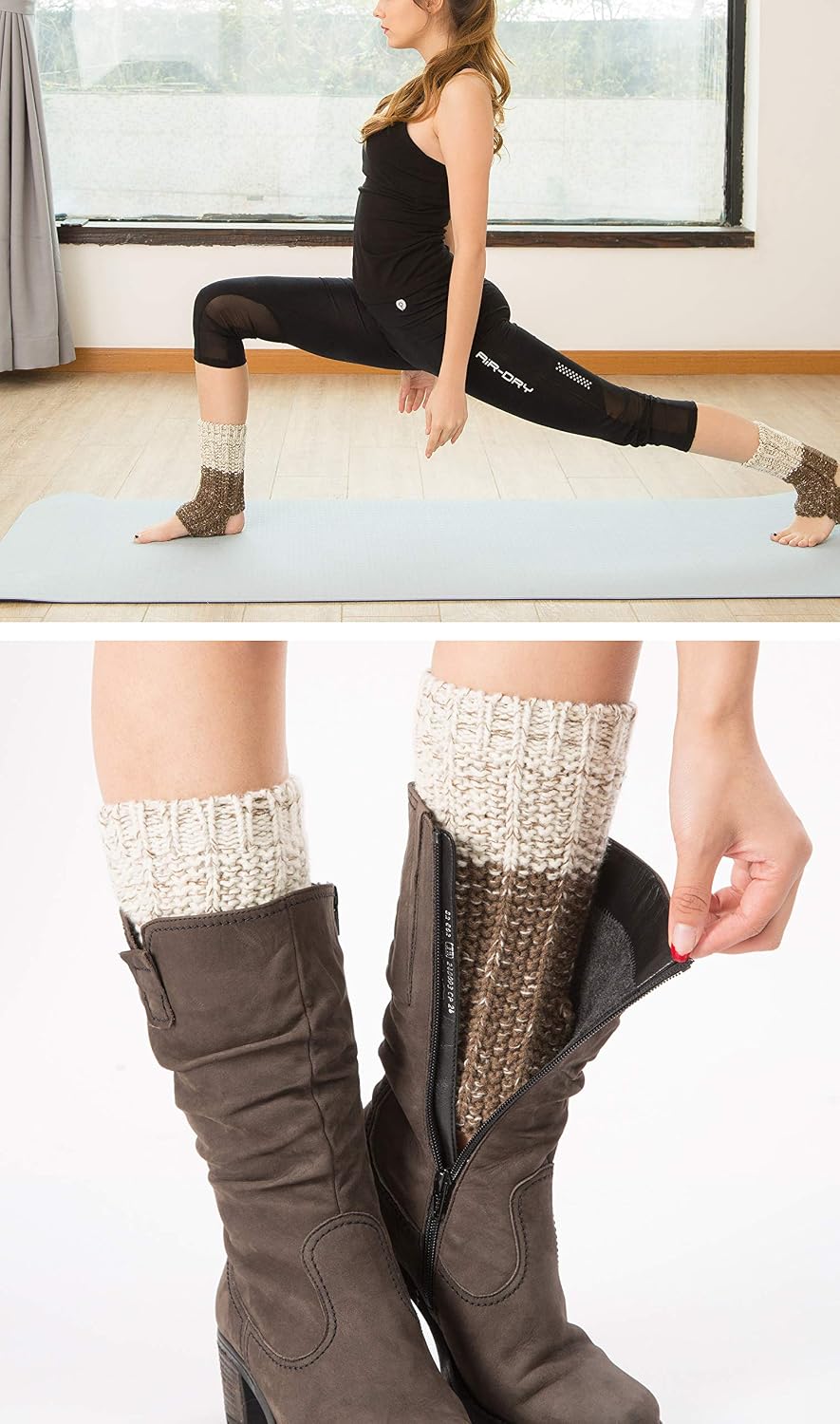Womens Knit Stirrup Leg Warmers Boot Cuffs Socks for Dance Sports Yoga