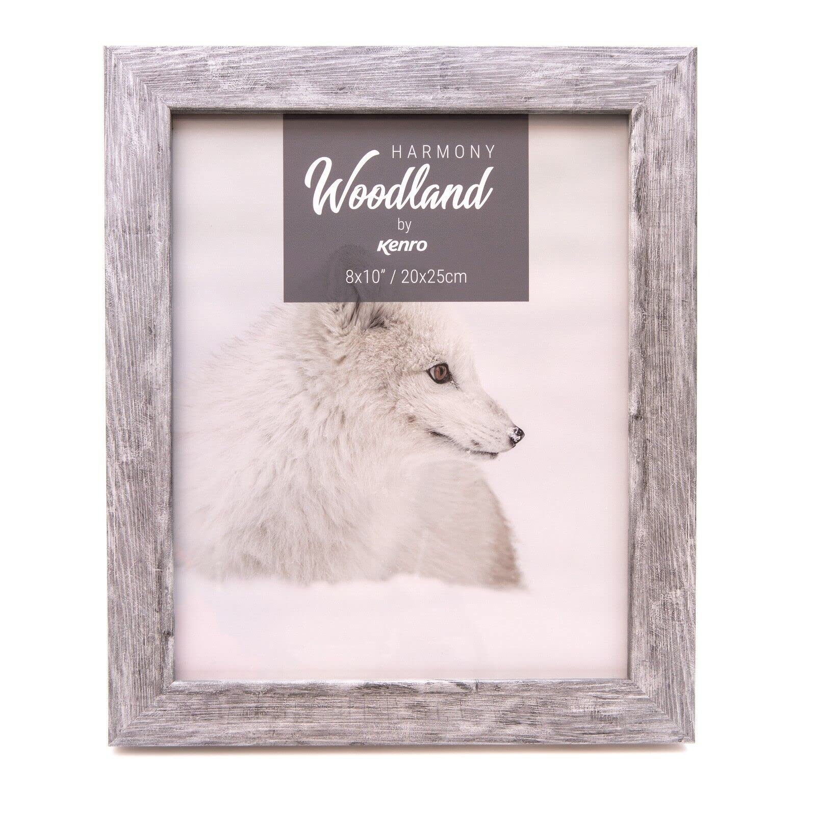 Kenro Harmony Woodland Silver Grey Rustic Wood-Effect Photo Frame - 8x10 Inch / 20x25cm Premium Photo Frames with Minimalistic Design - HW2025GY