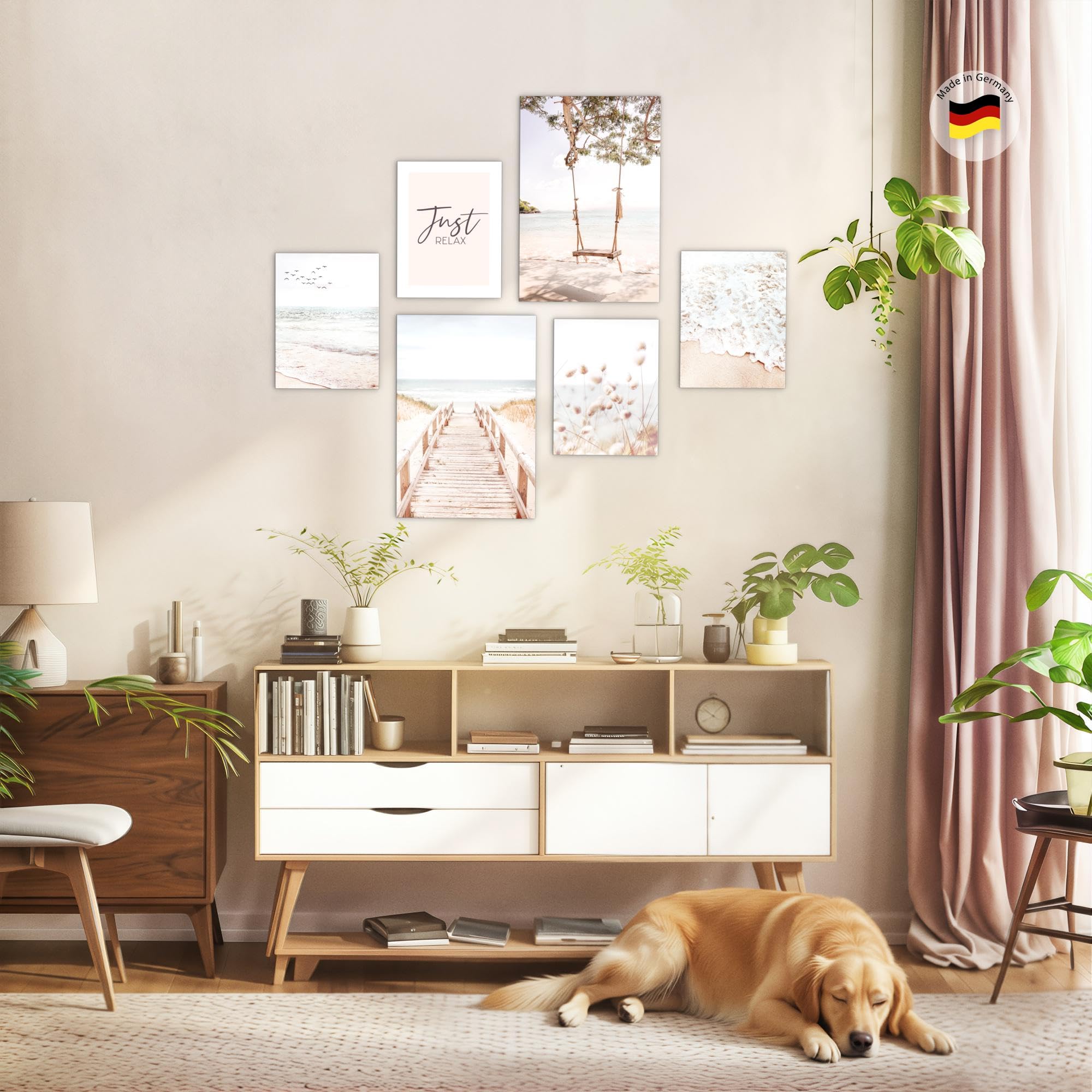 Novart Wandbilder Fashion - KOMPLETT AUFHÄNGFERTIG - Mit Spruch Wohnzimmer Schlafzimmer - 6 Moderne Mood-Bilder - N022372a