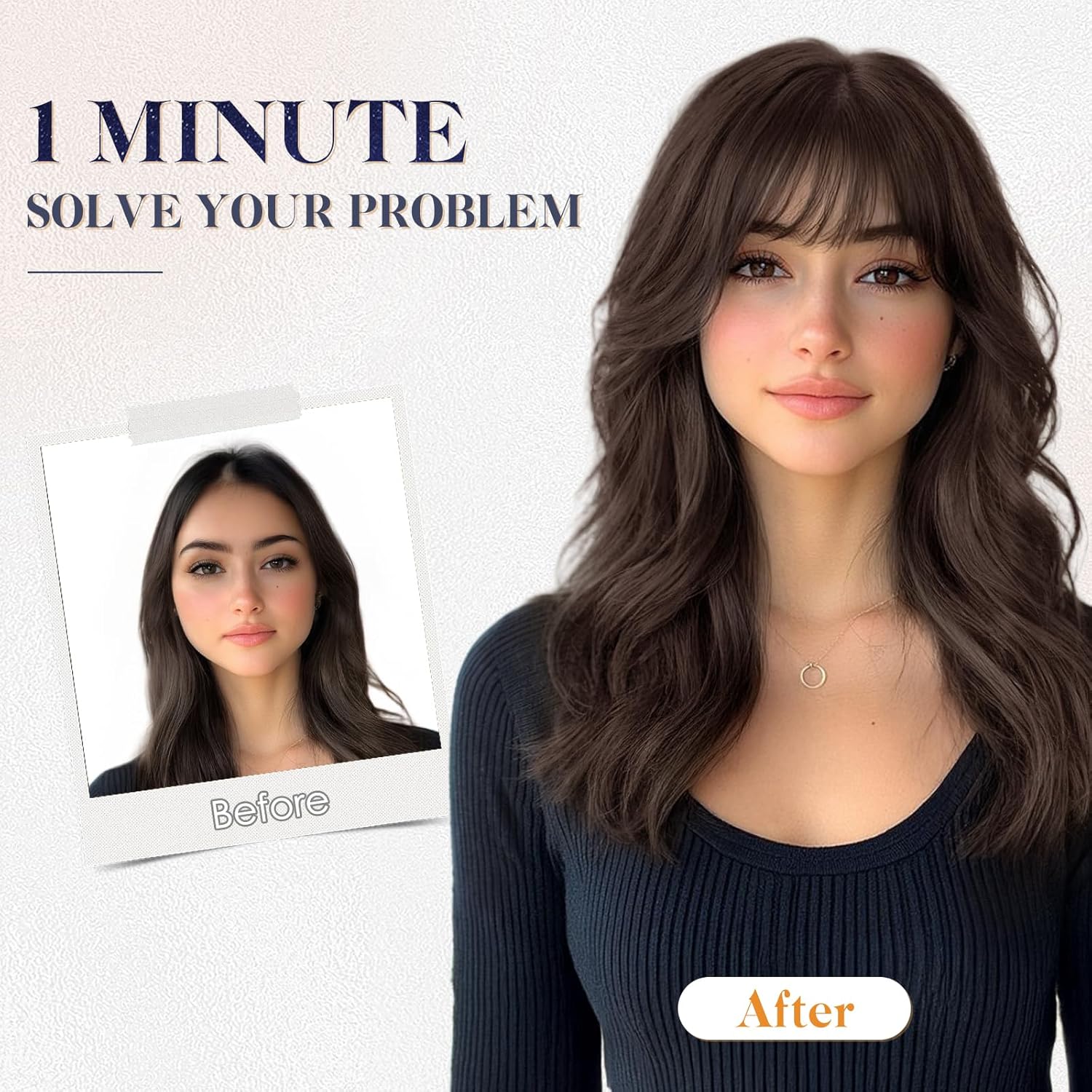 MY-LADY Human Hair Toppers for Women Real Human Hair with Bangs Thin 9 * 12CM Lace Base Clip in Remy Hairpieces Hand-Tied Light Weight 12 Inch Dark Brown