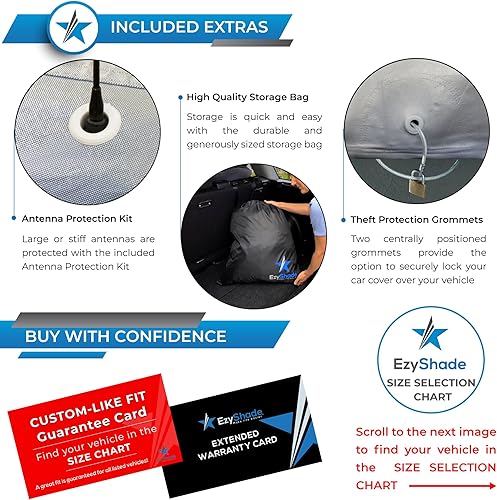 Miniatura 3 de EzyShade Funda impermeable para automóvil deportivo de 10 capas. Consulta la tabla de tallas del vehículo para un ajuste preciso. Fundas completas