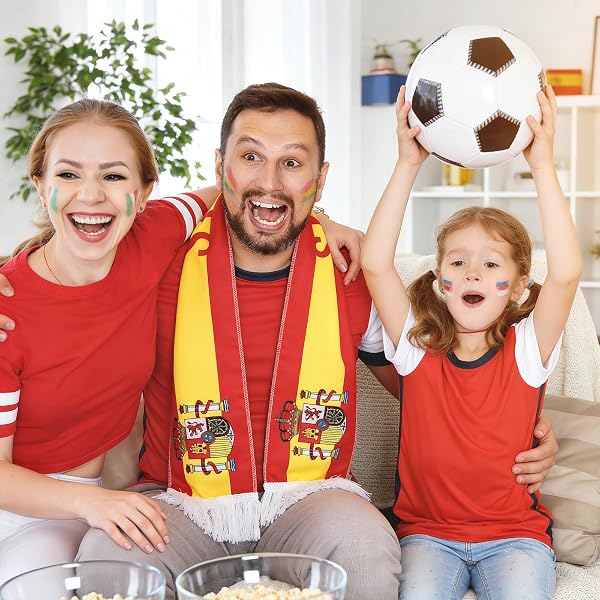 Sciarpa da Calcio Spagna Mondiali 2026 - Sciarpa del Tifoso Nazionale Spagnola di Alta Qualità con Bandiere ed Emblemi, Accessorio Stadio con Frange - 4