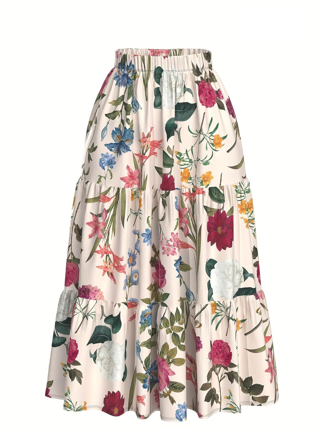 KATECLO Women’s Long Flared Skirt – Floral Printed Western Summer Wear | Lightweight Soft Fabric | Casual & Festive Maxi Skirt