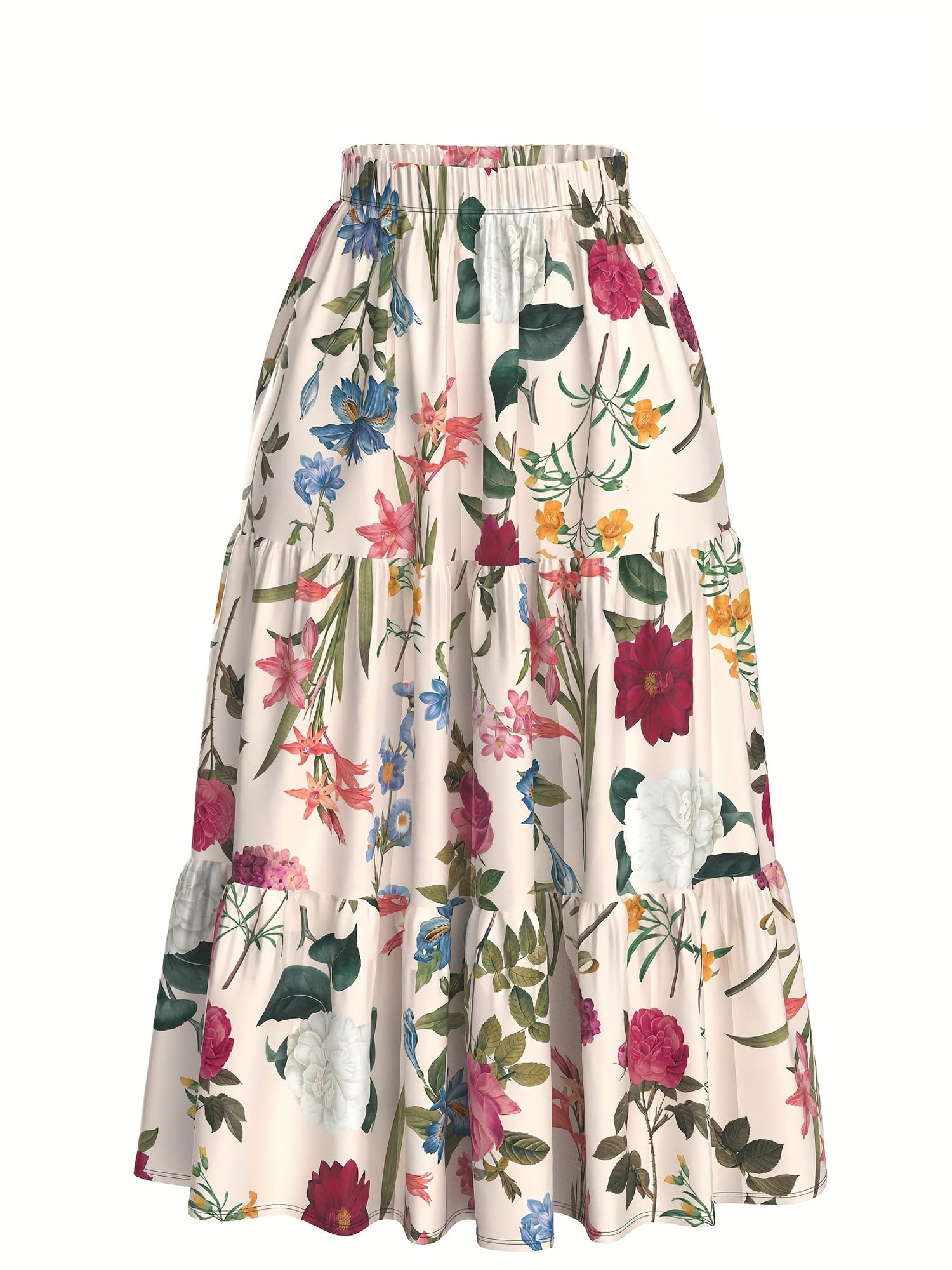 Women’s Long Flared Skirt – Floral Printed Western Summer Wear | Lightweight Soft Fabric | Casual & Festive Maxi Skirt
