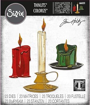 Sizzix Thinlits Die Set 23PK Candleshop Colorize by Tim Holtz | 666331 | Metal, Wafer-Thin Cutting Dies for Scrapbooking, Embossing, Journalling