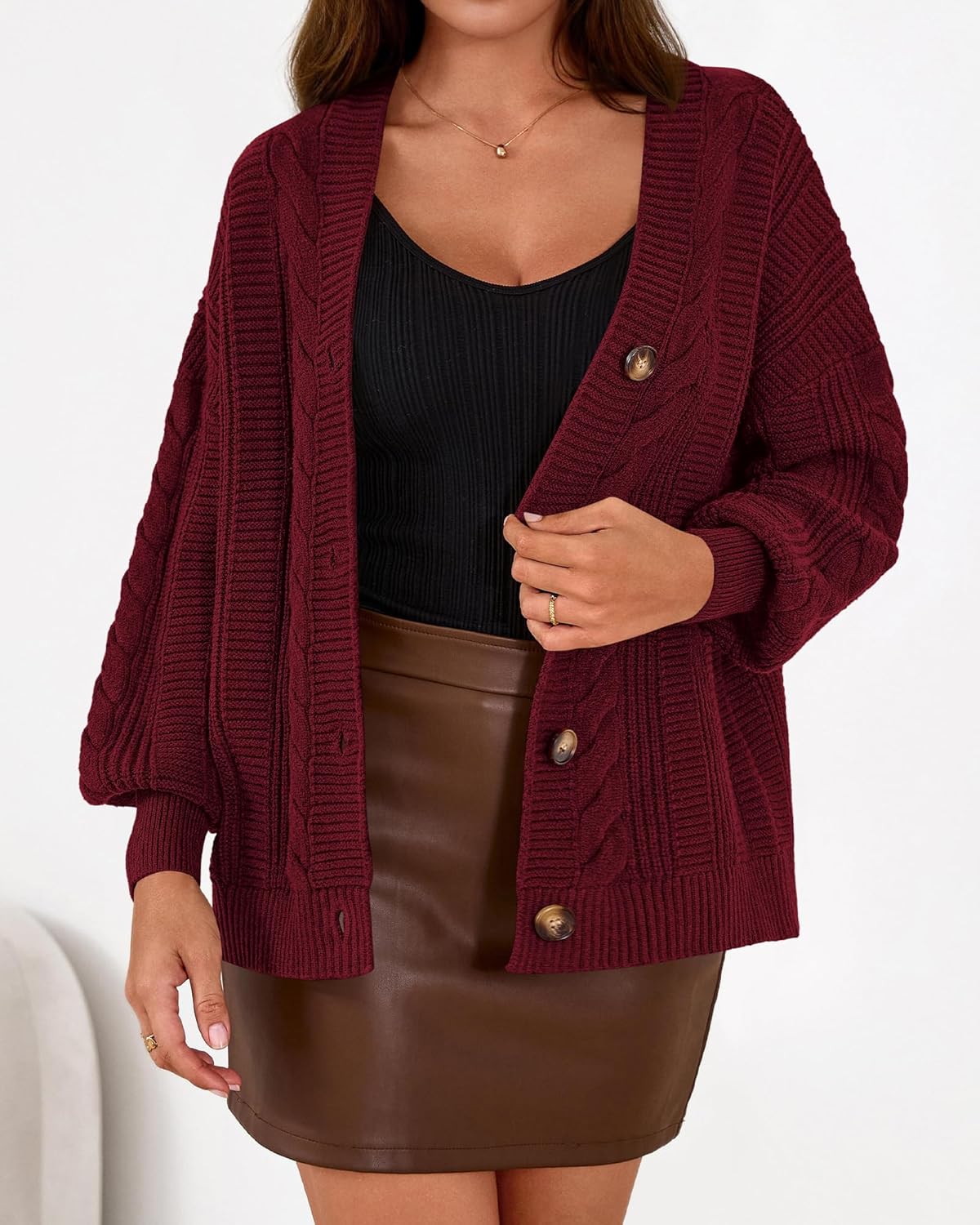 dowerme Cardigan Sweaters for Women Spring Fashion 2026 V Neck Long Sleeve Chunky Cable Knit Sweater Button Outwear - Image 8