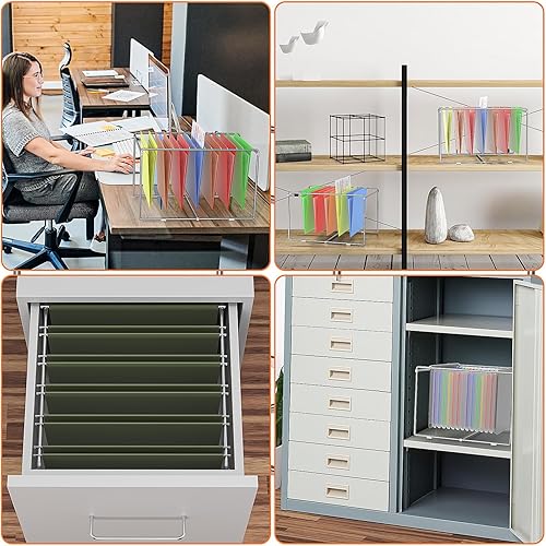 Miniatura 6 de 1 marco de carpeta colgante de tamaño legalcarta, organizador de archivador de 10.9 pulgadas de alto, soporte de carpetas de archivos colgantes de