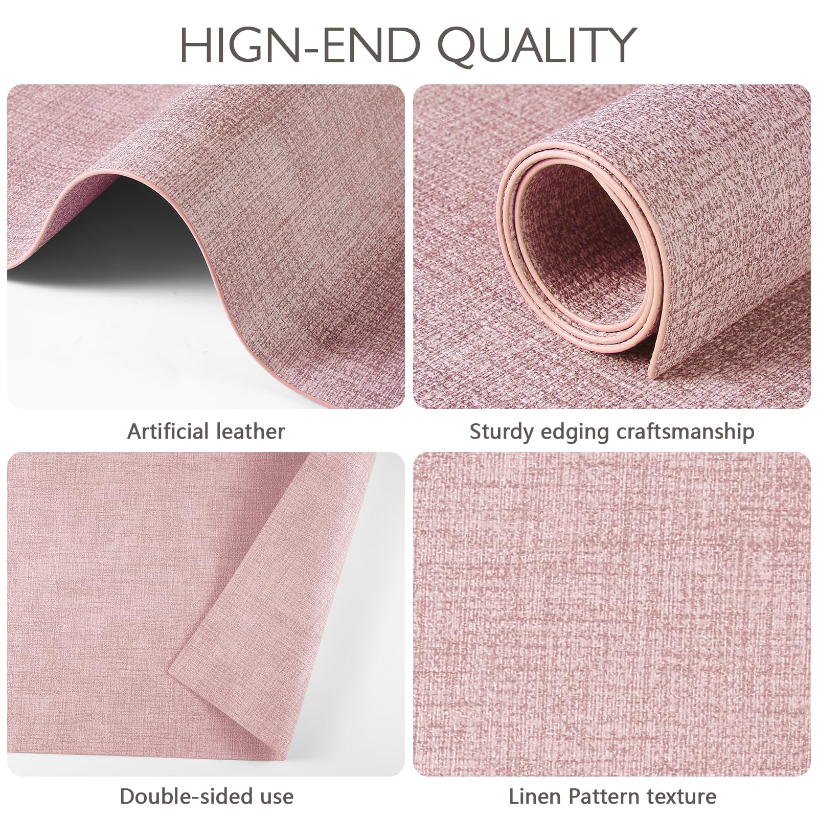 Set di 6 tovagliette in ecopelle lavabili, in poliuretano, per tavolo da cucina, resistenti al calore, impermeabili, facili da pulire, antiscivolo, 30 x 43 cm (rosa, 6 pezzi)