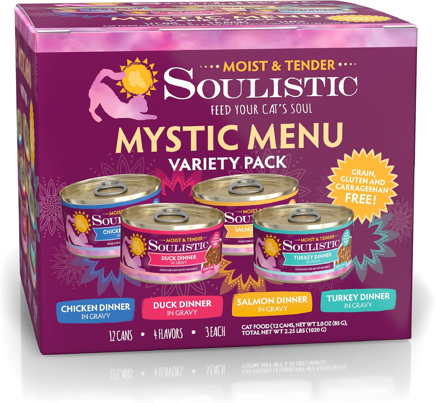 Soulistic Moist and Tender, Mystic Menu Variety Pack, 3oz Can, Pack of 12