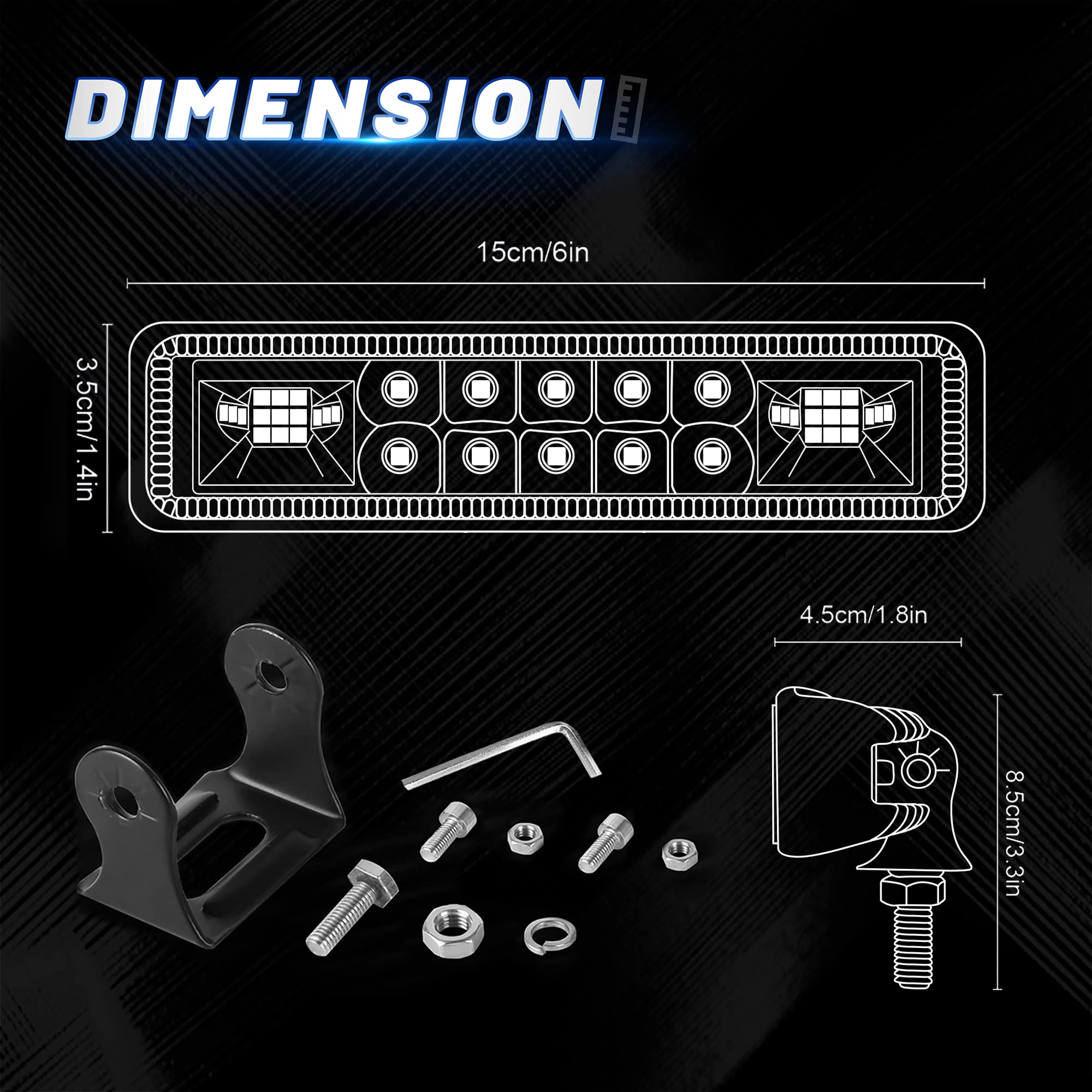 MONDEVIEW 6" Faro LED per Moto Faro da Lavoro a LED Trattore a 2 File 9-36V 120W 12000LM 6000K Faretto Combinato+Proiettore Barra LED Fuoristrada Faro Supplementare 4x4 LED Pods per Camion SUV Moto