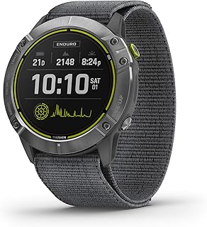 Garmin Enduro, Ultraperformance Multisport GPS Watch with Solar Charging Capabilities, Battery Life Up to 80 Hours in GPS Mode, Steel with Gray UltraFit Nylon Band (Renewed)