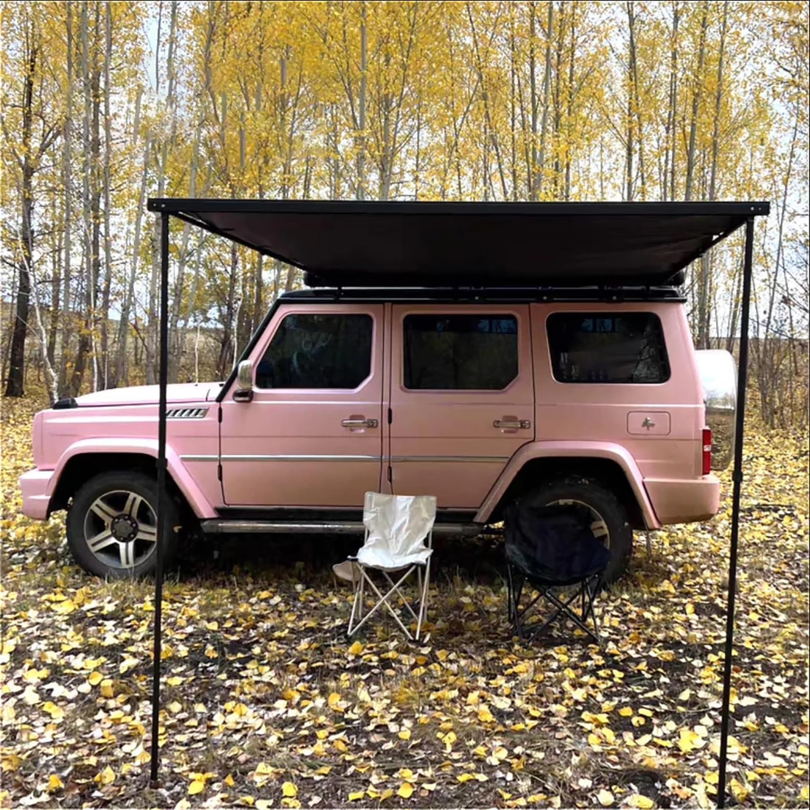 Versatility Car Awning Camping, Car Overlanding Awning, Waterproof Roof Rack Vehicle Awning, Lightweight Car Awning Sunshade, For Jeep Van Truck SUV Awning(1.8 * 2.5m/5.9 * 8.2ft)