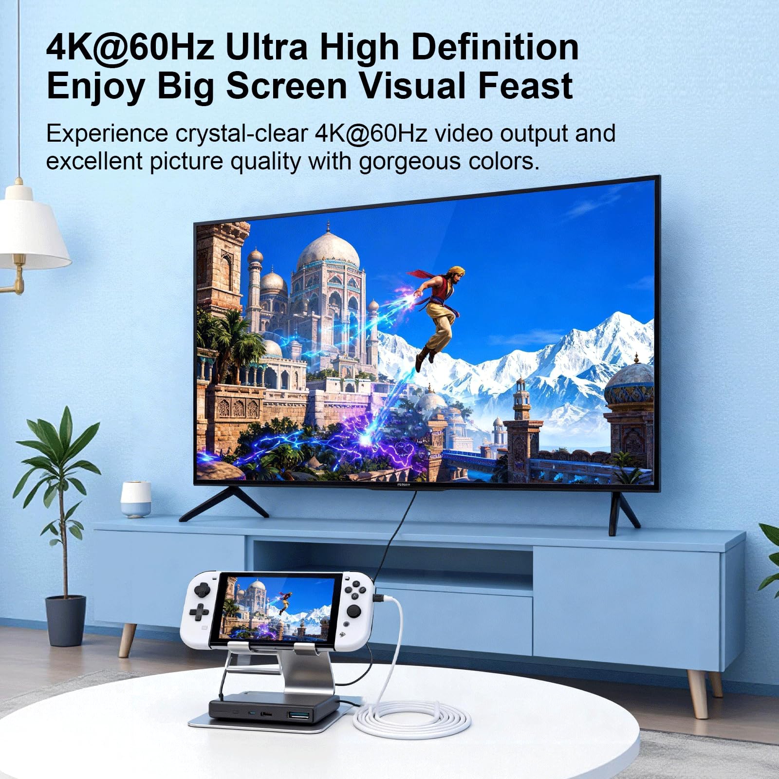 HENGBIRD Adattatore da USB C a HDMI, 2 m, 4 K a 60 Hz, 100 W, ricarica PD, docking station portatile di ricambio per switch 2/1/OLED, modalità TV plug & play per switch, iPhone, Steam Deck, MacBook