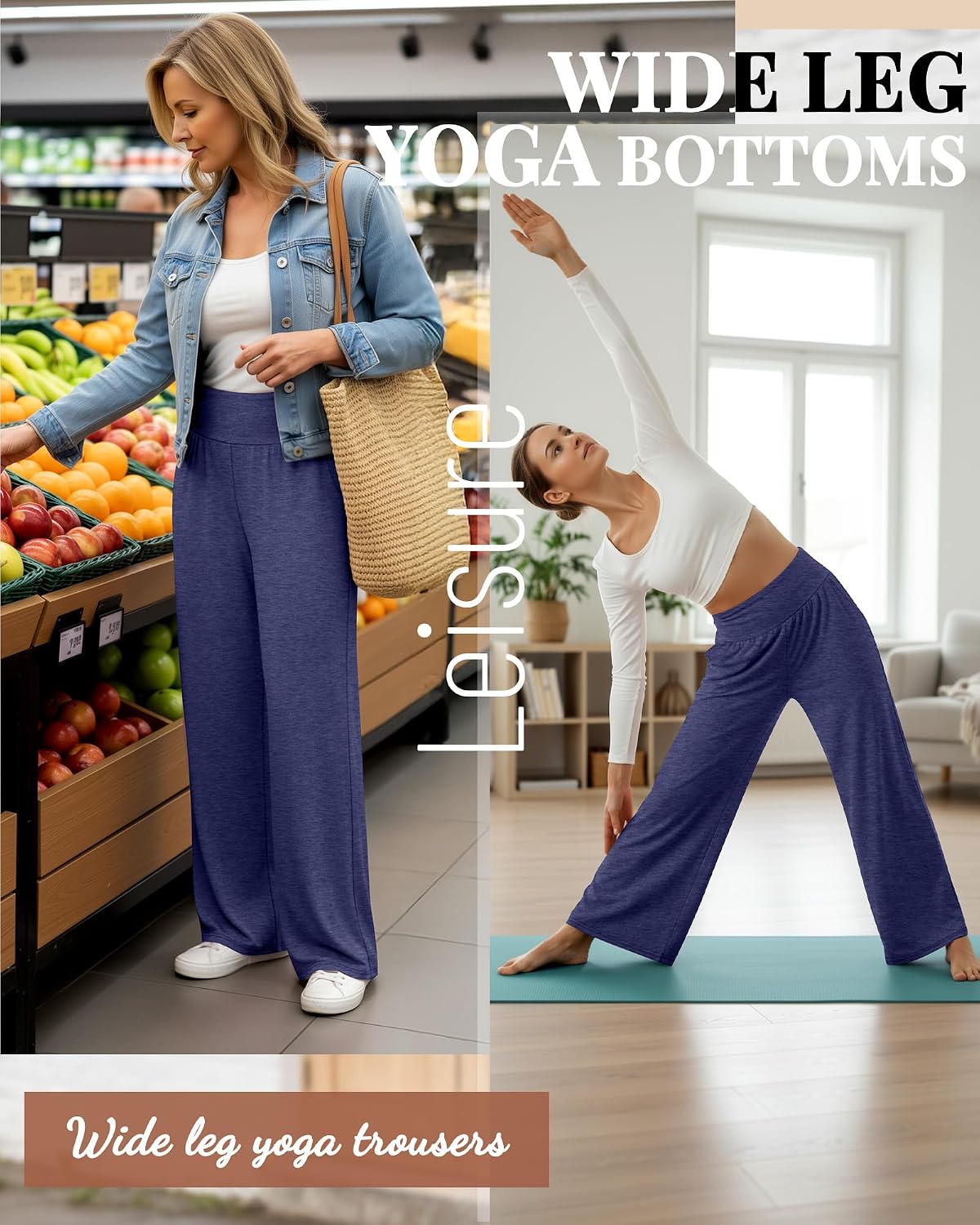 Neer 3 Pack Women's Wide Leg Yoga Pants with Pockets image 4