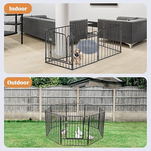 Miniatura 7 de Corralito para perros de 24 pulgadas, para interiores y exteriores, valla para cachorros, portátil, de metal resistente, para perros pequeños,