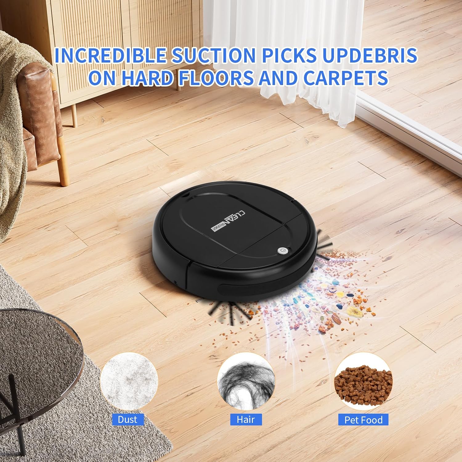 Robot Vacuum and Mop, 3000Pa Suction with Smart Navigation System, 3-in-1 Sweeping and Mopping for Pet Hair, Ultra-Thin & Quiet Design for Hard Floors