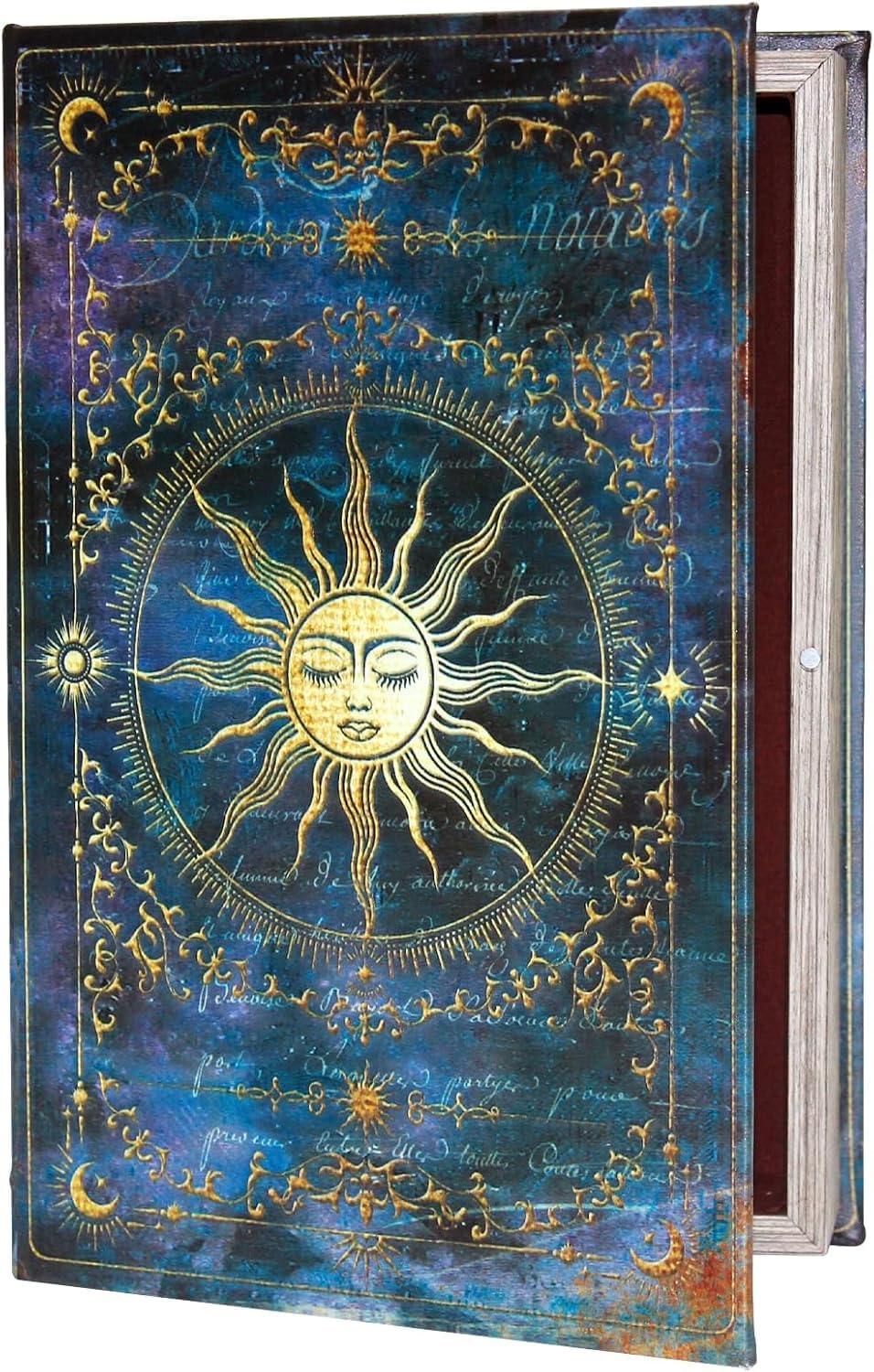 Microkize Sun Celestial Tarot Card Box – Vintage Magic Book Style Storage With Magnetic Closure, Witchy Keepsake For Crystals, Jewellery & Divination Tools, Gothic Altar Decor, Bohemian Home